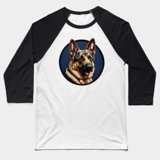 German Shepherd Embroidered Patch Baseball T-Shirt